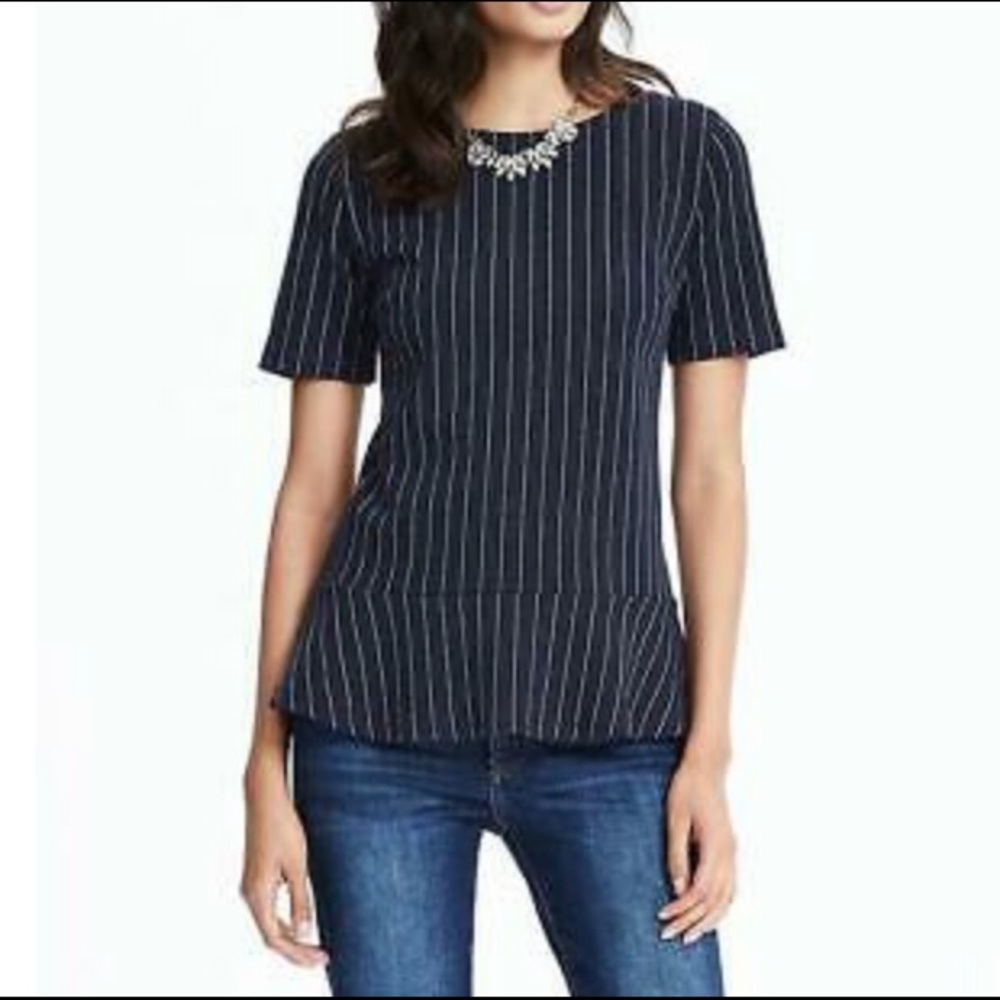 Banana Republic Pinstripe Flutter Top